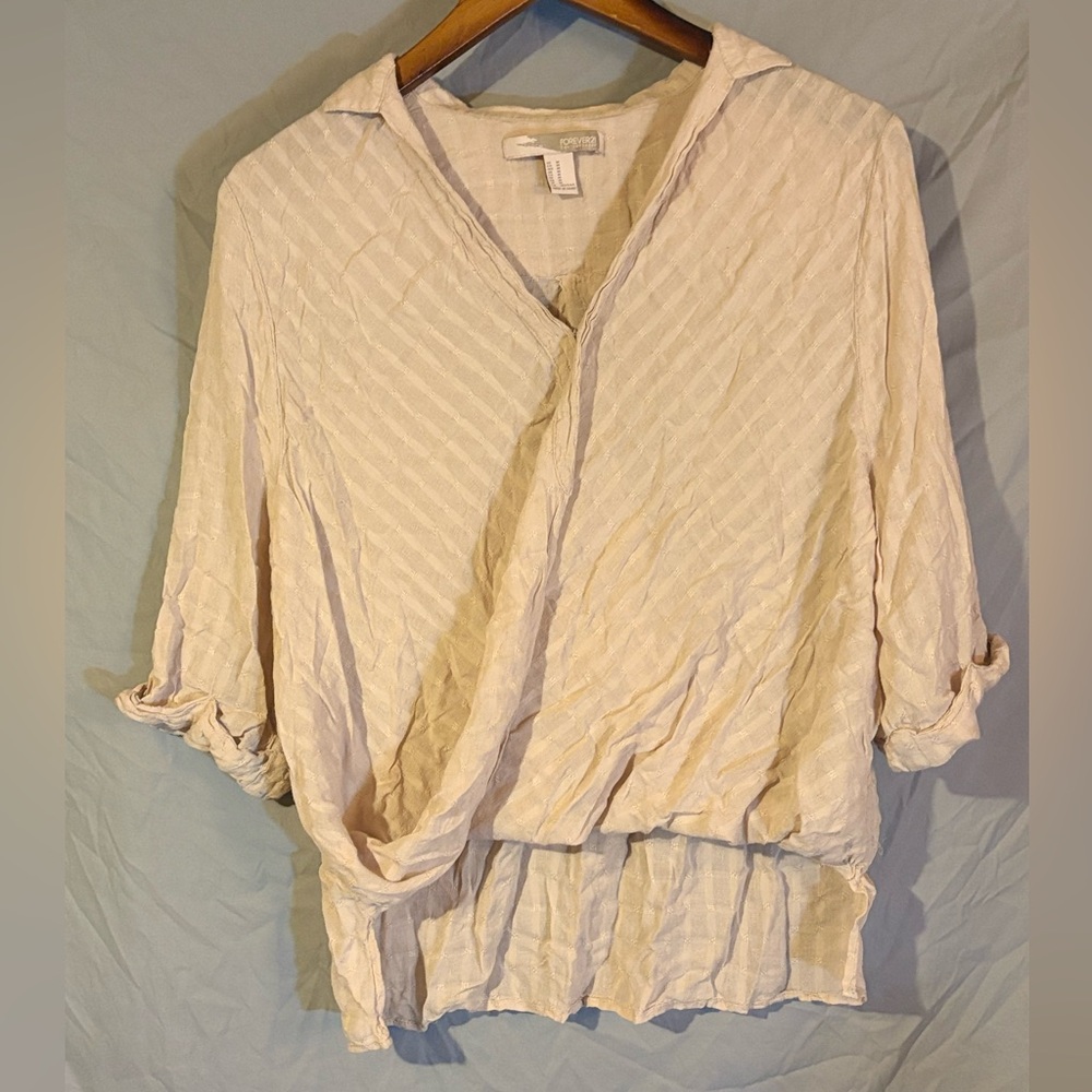 Forever 21 Cream Textured Blouse